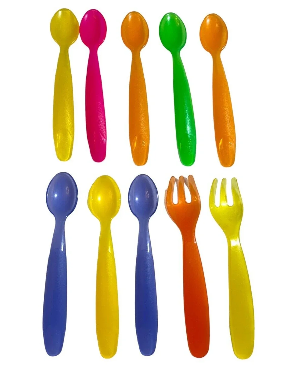 The First Years Baby Infant Feeding Spoons and Forks Plastic Lot of 10 Reusable